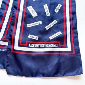 Vintage Millicent Red White and Blue Patriotic Presidents Signature Scarf